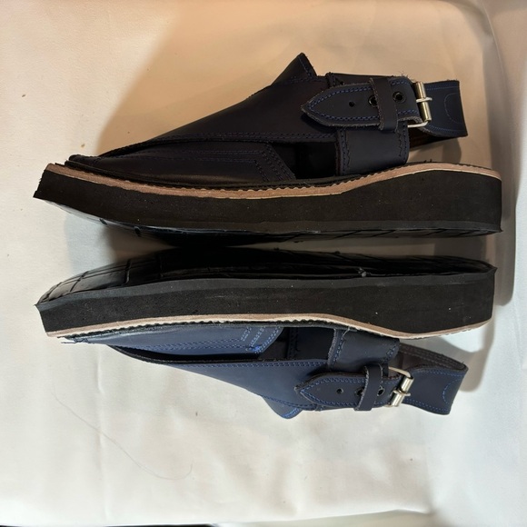 SANDALS Sz 9 Handmade Square Front Cross Top Leather Rubber Sole Adjustable - Picture 5 of 11